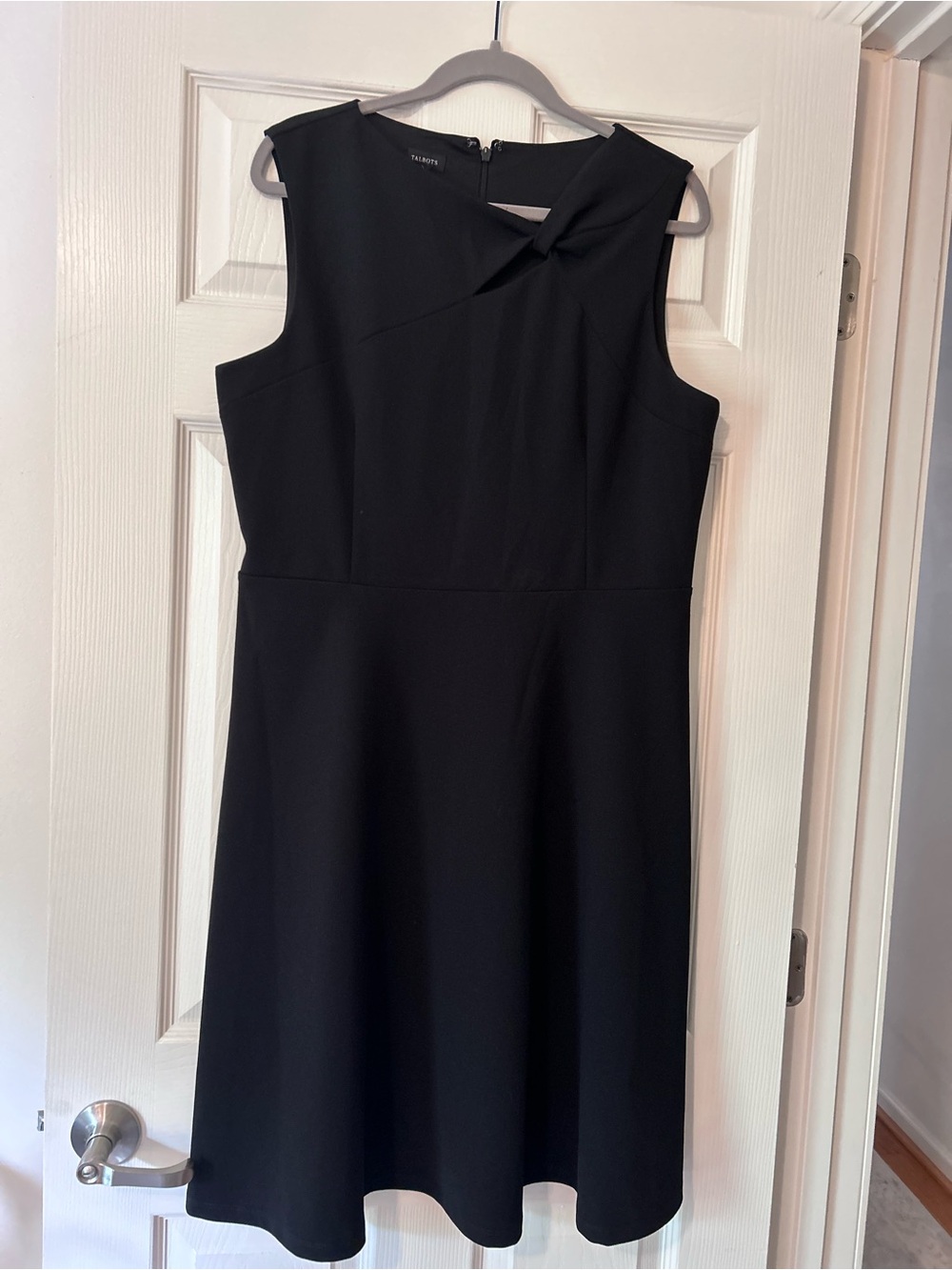 Talbots Black Sleeveless A-Line Dress with Knotted Neckline